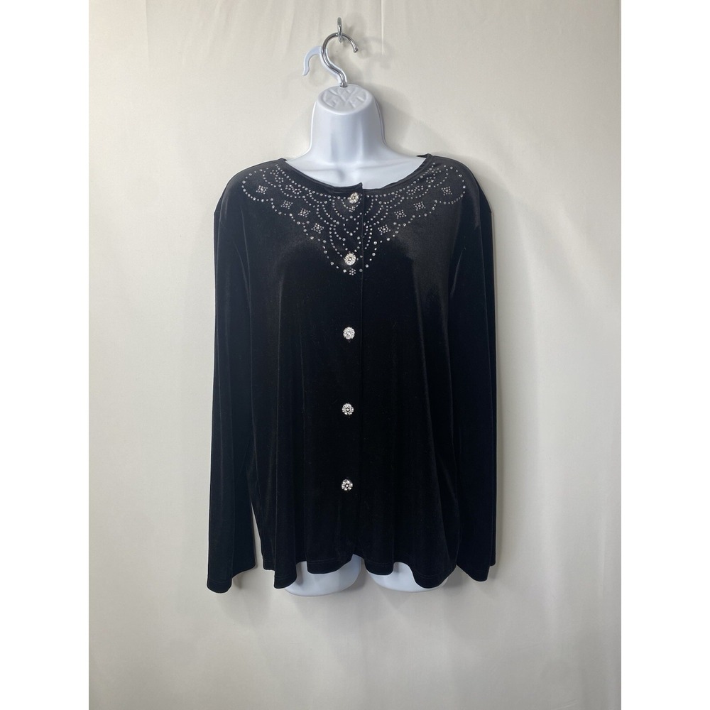 Womens‎ Vintage Shirt Size 1X Velvet Christmas Holidays New Years Party Festive